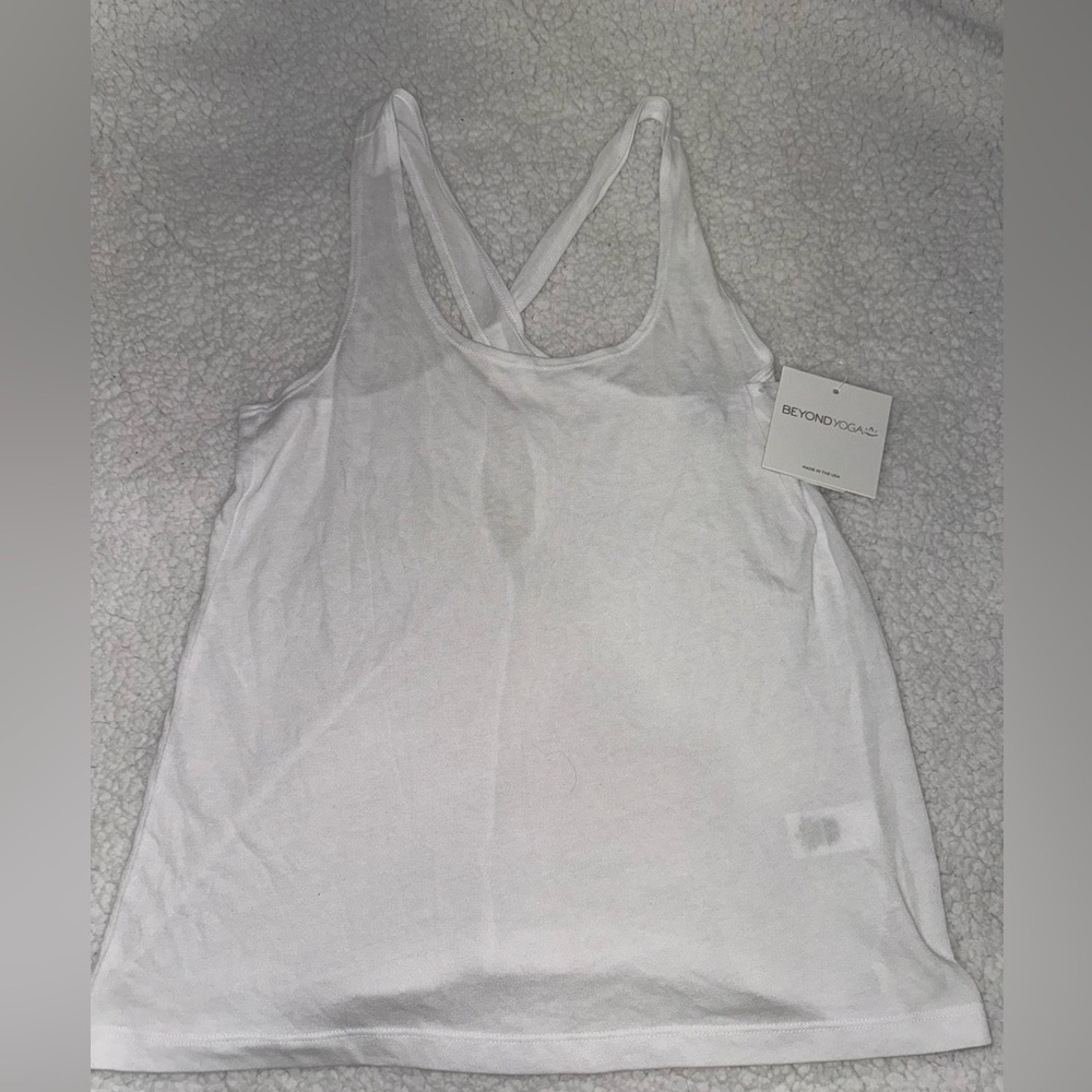New with tags! Beyond Yoga, Lightweight Jersey Crossback Tank, White, Size Small
